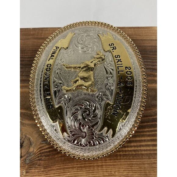 2003 Pinal County Fair SR. Skill-A-Thon Trophy Belt Buckle Montana Silversmiths - Picture 2 of 8